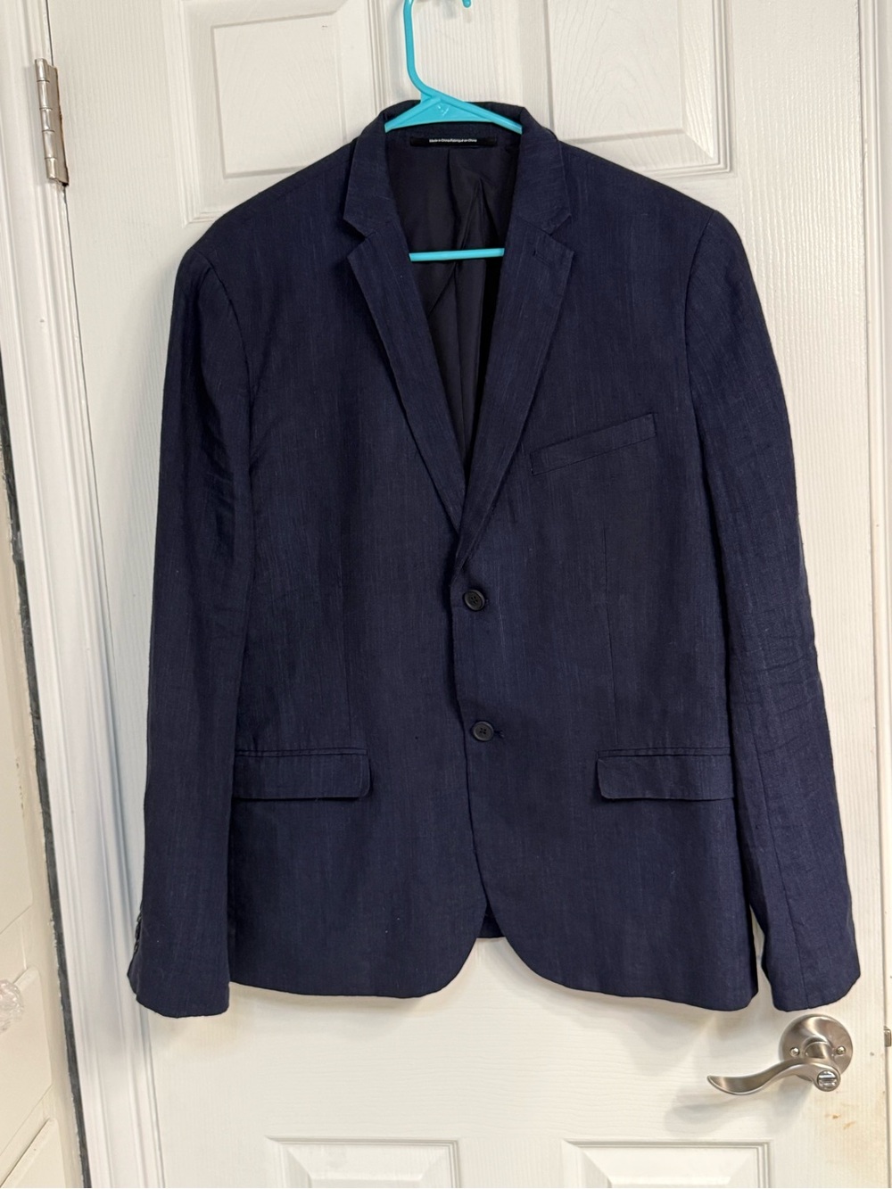 H&M Slim-Fit Linen Blazer Men's Blue Size 44R